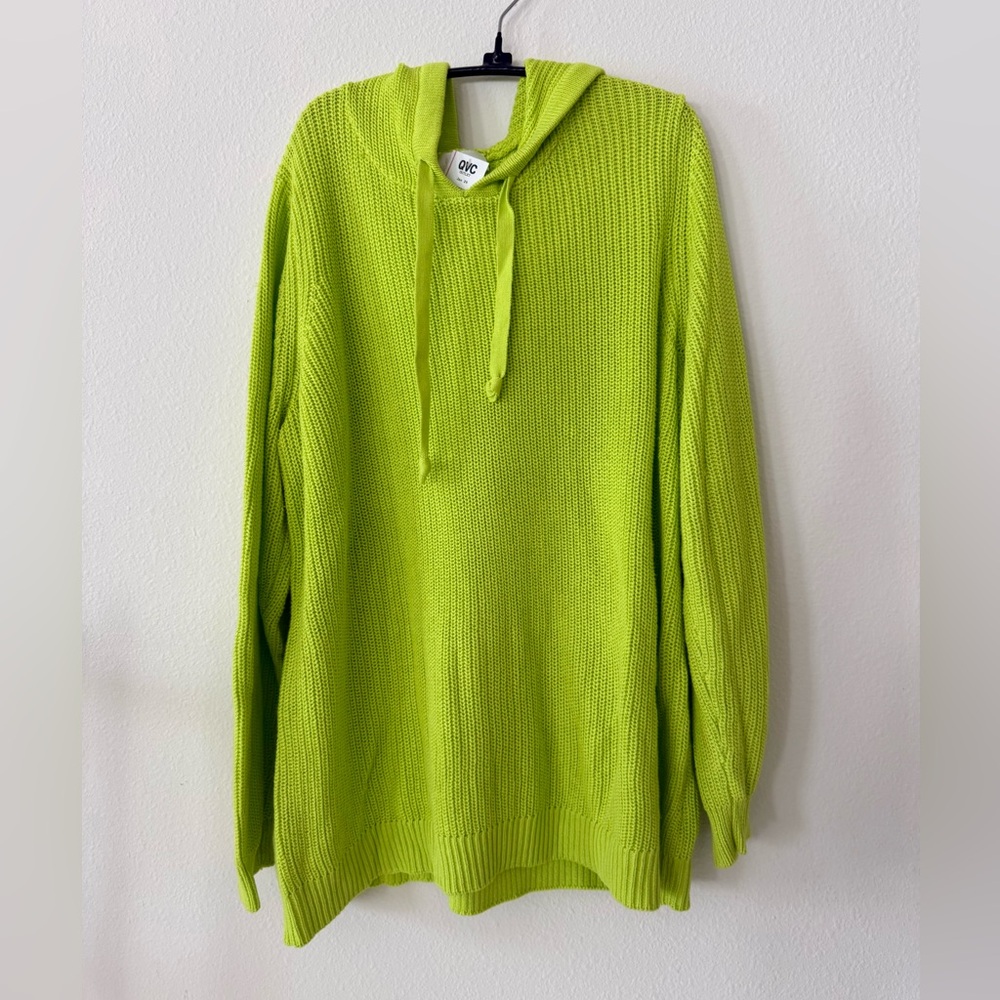 🆕 Belle by Kim Gravel Shaker Knit Sweater in chartreuse *NWT* $68 size: XL QVC